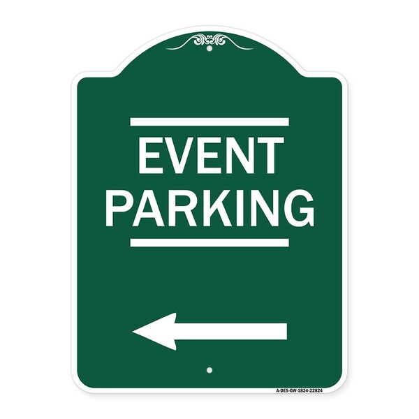 Signmission Thanks for Coming Turn Right for Exit Event Parking with Left Arrow, Green & White, GW-1824-22824 A-DES-GW-1824-22824 - main